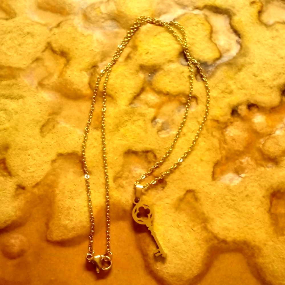18k gold plated key necklace